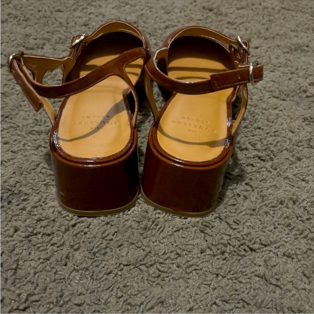 🍂🍎Sezane PAULA BABIES in PATENT CAMEL Sling back Heels - Picture 8 of 13